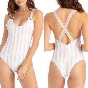 Anthropologie x Tavik Swim AXEL White and Tapioca One Piece, size small